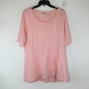 Isaac Mizrahi blusa donna taglia XL rosa maglione manica corta girocollo - Foto 1 di 10