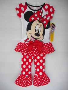 Juego de pijama de 2 piezas Disney Minnie Mouse para niñas pequeñas con volantes hechos a mano - Imagen 1 de 3