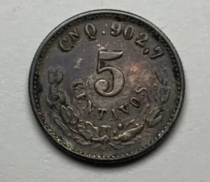 Mexico 1902 CnQ 5 centavos .9027 Silver Wide C & Light Serifs KM 400 Scarce - Picture 1 of 3