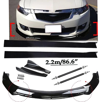 For Acura TSX 2009-14 Front Rear Lip Chin Bumper Spoiler Side Skirt Glossy Black - Image 1 of 4