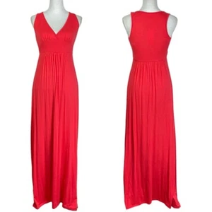 Loveappella NWT Small Strawberry Pink V-Neck Jersey Women's Maxi Dress - Picture 1 of 5