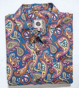 PRETTY GREEN Hemd Herren Medium Lila Paisley Kurzarm Mod 60s Casuals - Bild 1 von 13