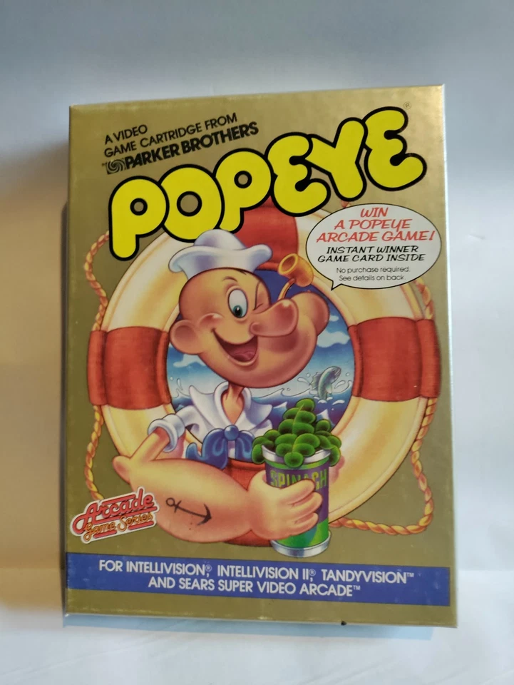 Popeye For Intellivision Parker Brothers Vtg Video Game Cartridge CIB Boxed Mint - Image 1 of 4