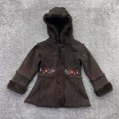 Rothschild Coat Girls Small 4 Brown Faux Fur Lined Jacket Kids Vintage Inspired - Image 1 of 4