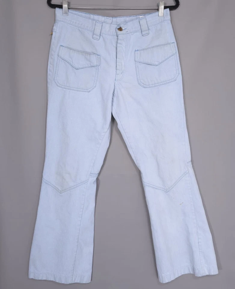 Jeans FARAH VINTAGE AÑOS 70 Flare Bell Bootcut HECHOS EN EE. UU. 30x29 Azul Sin Etiqueta de Talla Foto 1 de 4