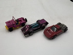 Vintage Redline Hot Wheels 1970 Bugeye Magenta, 1952 Lucy Peanuts Jeep, Lot of 3 - Picture 1 of 12