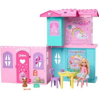 Barbie Chelsea Pop-up-Puppenhaus mit Puppe und über 15 Accessoires, Haus erweite - Bild 1 von 3