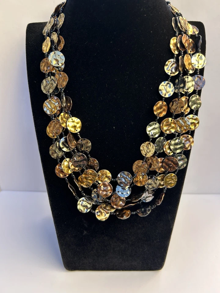 Collar Chico’s 5 hebras multicolor concha disco llamativo - estilo boho en capas Foto 1 de 4