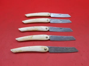Custom Handmade 5Pcs Pattern Damascus Pocket knife With Leather Sheath A151 - Picture 1 of 9