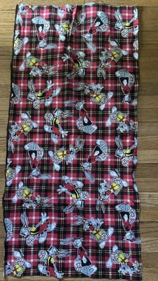 Looney Tunes Bugs Bunny Warner Brother Basketball Flannel Fabric 30 X 15 Plaid - Image 1 of 4
