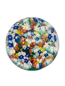 Millefiori ART GLASS PAPERWEIGHT HEAVY 2.5" Diameter Bed Of Green - Picture 1 of 9
