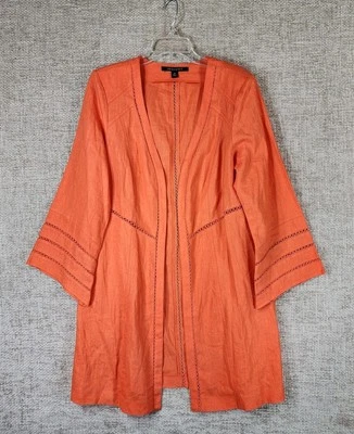 Chaqueta Insight Lino Longline Frente Abierto Mujer 14 Naranja Artística Ajustada De Colección Foto 1 de 4