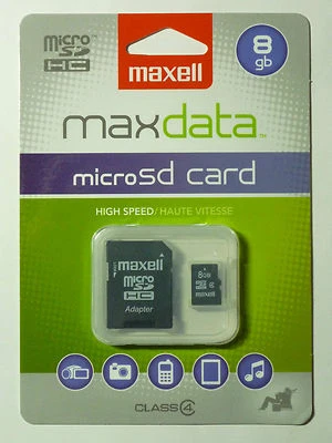 Maxell 8 GB MicroSDHC card with adapter - NEW!! - Image 1 of 2