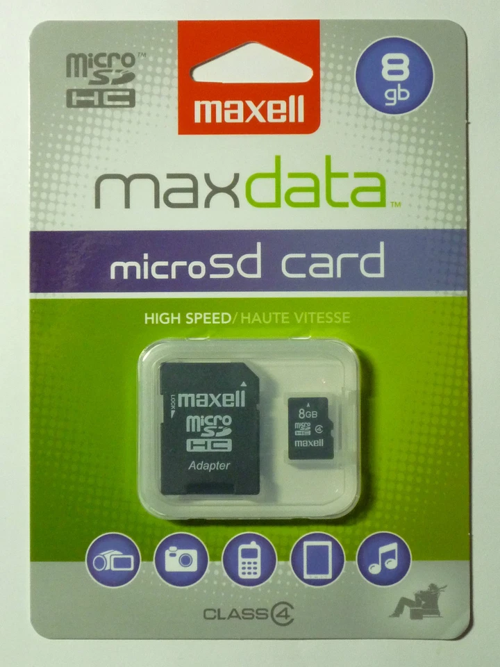 Maxell 8 GB MicroSDHC card with adapter - NEW!! - Image 1 of 2