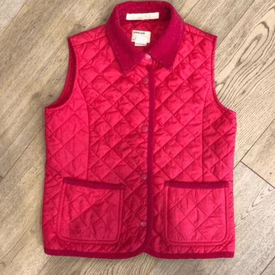 Chaleco Acolchado Crewcuts Rosa Caliente con Tubería y Cuello de Pana, Niñas XL Foto 1 de 4