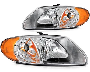 Conjunto de faros lentes transparentes carcasa cromada para Dodge Caravan 2001-2007 L+R - Imagen 1 de 9