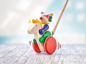 Selecta Small Child Toy Trotto Push Toy Rider Horse Wooden Toy 62029 - Picture 1 of 9