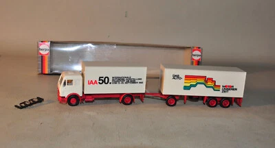 Motrice MERCEDES con RIMORCHIO 3 assi - FURGONATI - scatola originale - Immagine 1 di 4