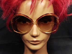 VINTAGE RETRO 70s POLAND PRL OPTA KATOWICE LADIES OVERSIZED SUNGLASSES - Picture 1 of 11