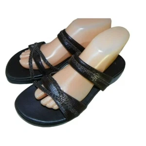 Sandalias de cuero marrón para mujer 9 M sin cordones trampas desnudas deslizantes informales - Imagen 1 de 11
