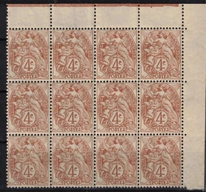 TIMBRE FRANCE TYPE BLANC 4c N° 110 BLOC DE 12 NEUF ** GOMME SANS CHARNIERE - Imagen 1 de 2