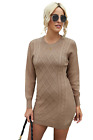 Women Aprciot Geometric Texture Bodycon Sweater Dress