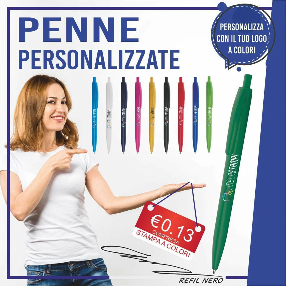 Penne Personalizzate stampa colori gadget personalizzata lotto 50 100 200 PD480 - Immagine 1 di 1