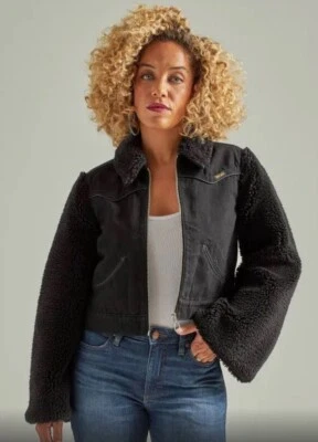 全新无标签 Fabulous 女式牧马人复古对比袖牛仔夹克 XXL — 第 1/4 张图片