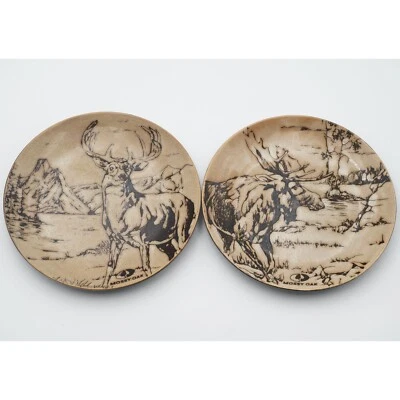 Juego de 2 platos de ensalada con estampado animal de roble musgo de 8,5" - ciervo, alce Foto 1 de 4
