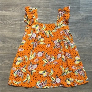 Kourt Aria Small Seasonal Linen Blend Aria Mini Dress Fruit Hawaiian Tropical - Picture 1 of 14