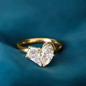 Wedding Ring 2 Carat IGI GIA Lab Grown Marquise Kite Cut Diamond 18k White Gold - Picture 1 of 13