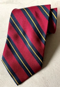 Corbata de seda British Regimentals Stripes by Lands' End para hombre TRAD Ivy usada en excelente estado - Imagen 1 de 2