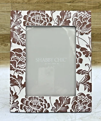 Marco de fotos Shabby Chic 5x7 casa de campo envejecido encalado relieve botánico ¡NUEVO! Foto 1 de 4