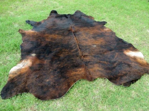 HUUUUUUGE !! 8x7 ! BRINDLE BROWN Cowhide Rug natural Cowhides Cow Hide Skin - Picture 1 of 6