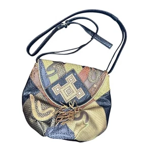 80s 90s NAS Patchwork Purse Metallic Animal Skin Crossbody Bag Vintage - Picture 1 of 7