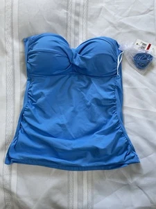 Tankini acanalado delantero torcido Anne Cole azul talla XS correa halter extraíble - Imagen 1 de 5