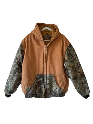 Outdoor Habitat Woodland Real Tree Camo Canvas Hooded Jacket XL Chore Coat Read - Image 1 of 4