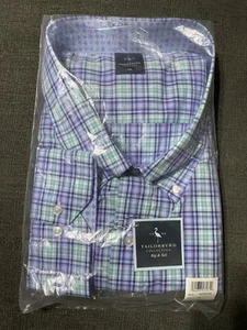 CAMISA DE VESTIR NUEVA CON ETIQUETAS TAILORBYRD PARA HOMBRES Talla 6X Glicinia Púrpura Cuadros Manga Larga - Imagen 1 de 7