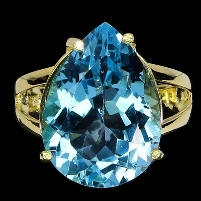 Black Friday 925 Sterling Silver Ring Swiss Blue Topaz 18x13mm Jewelry Size 9 - Image 1 of 4