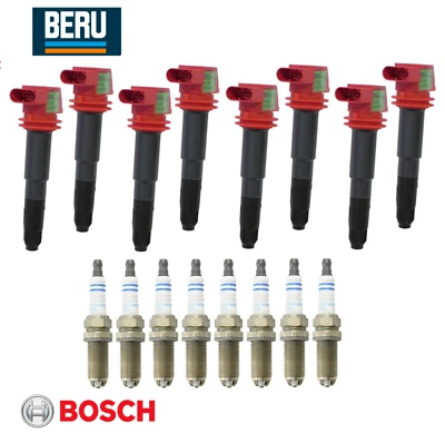 OEM Ignition Coil + Spark Plug (8sets) Beru for Porsche Cayenne Panamera GTS S - Image 1 of 2