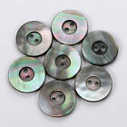 10ps Natural Black Mother Of Pearl Shell Classic Round Two Hole Flat Back Button
