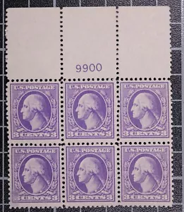 Scott 530 3 Cents Washington OG MH Plate Block Of 6 Plate # 9900 SCV $55.00 - Picture 1 of 2
