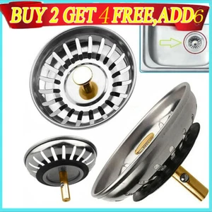 2x Kitchen Sink Strainer Replacement Waste Plug Drainer Basin Drain Filter Steel - Picture 1 of 12