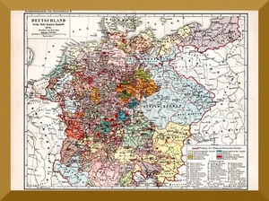 Deutschland im Jahr 1378 +Historische Landkarte+ Wettiner,Habsburger,Hohenzoller - Bild 1 von 3