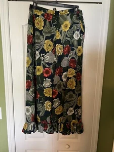 New Chelsea & Theodore floral Wide Leg Drawstring Pants Sz XL - Picture 1 of 4