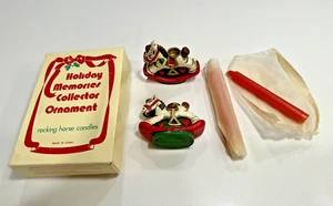 Juego de 2 candelabros y velas vintage miniatura caballo mecedor adorno de Navidad - Imagen 1 de 10