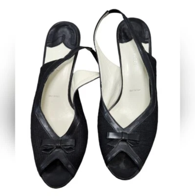 Tacones con pajarita Amalfi talla 9 negros con punta abierta Foto 1 de 4