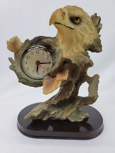 Resin Bald Eagle Desk Clock With Quartz Movement - Picture 1 of 7