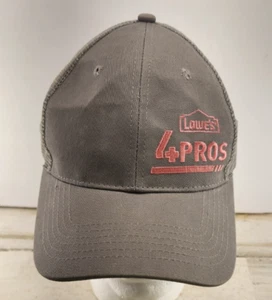 Lowes 4 Pros Gray and Pink Mesh Snapback Trucker Hat Baseball Cap - Picture 1 of 11