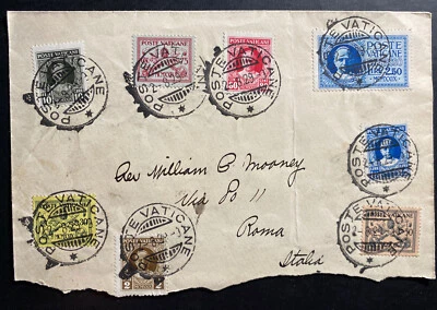 Cubierta de correo urgente registrada del Vaticano 1928 a Roma Italia Foto 1 de 2